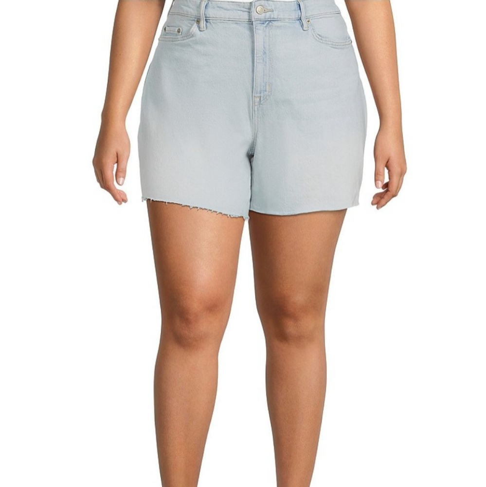 Lauren Ralph Lauren High Rise Frayed Hem Denim Shorts